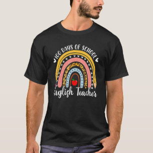 Camiseta Maestra Leopard Rainbow English 100° Día de Scho