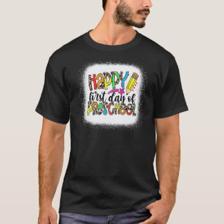 Camiseta Maestra Leopardo Feliz Primer Día De Preescolar Vo