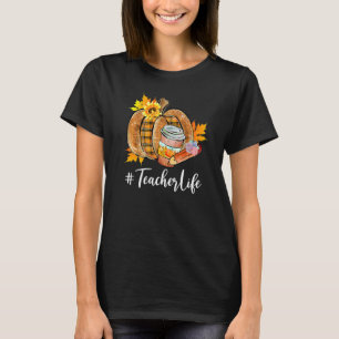 Camiseta Maestra Life Pumpkin Latte Fall Otoño Thanksgivin