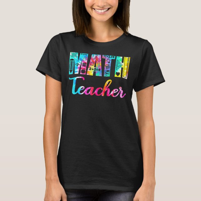 Camiseta Maestra Matemática Matemática Tie Dye (Anverso)