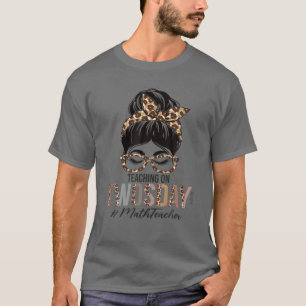 Camiseta Maestra Messy Bun Leopard Enseñando El Twosday