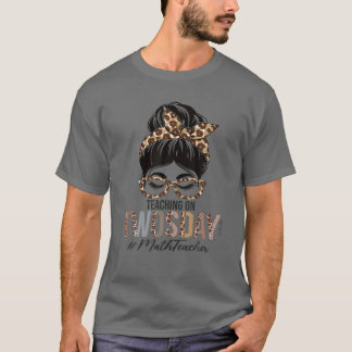 Camiseta Maestra Messy Bun Leopard Enseñando El Twosday