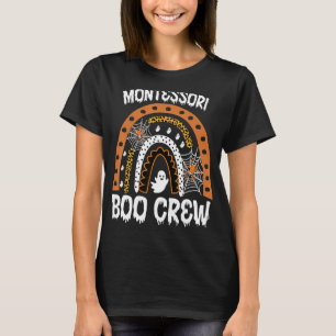 Camiseta Maestra Montessori Halloween Boo Leopardo Arcoiris