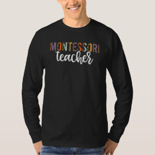Camiseta Maestra Montessori Leopardo Mujeres Primer Día De