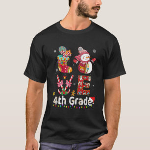 Camiseta Maestra navidad Ama a Snowman de 4º grado San Juan