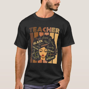Camiseta Maestra negra afro retro a tono negro