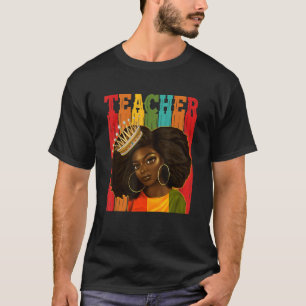 Camiseta Maestra negra afro retro a tono negro