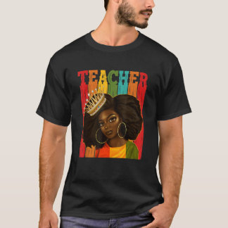 Camiseta Maestra negra afro retro a tono negro