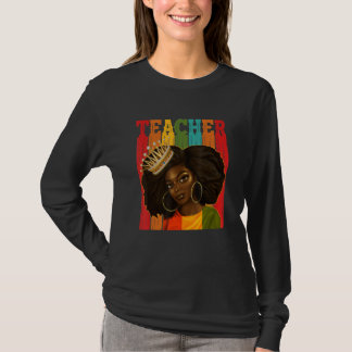 Camiseta Maestra negra afro retro a tono negro