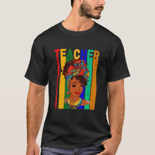 Camiseta Maestra negra afro retro a tono negro