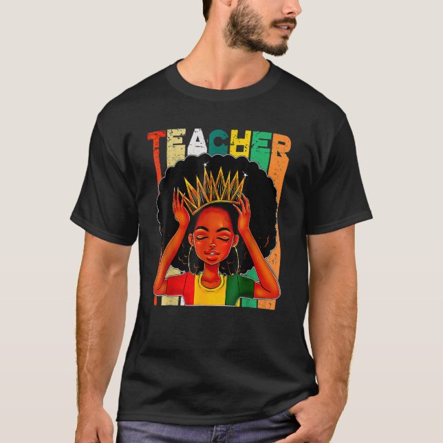 Camiseta Maestra negra Afro Retro Mes de Historia Negra (Anverso)