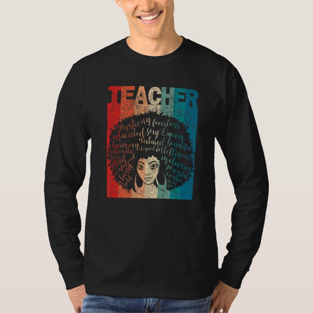 Camiseta Maestra negra Afro Retro Mes de Historia Negra (Anverso)