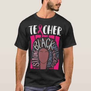 Camiseta Maestra Negra Concienciación sobre el Cáncer de Ma