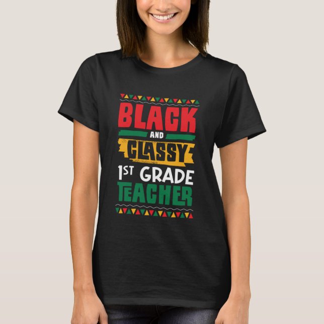 Camiseta Maestra negra de primer grado y con clase de histo (Anverso)