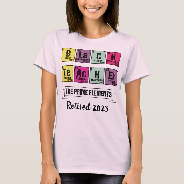 Camiseta Maestra negra de química retirada en el moderno Me (Anverso)