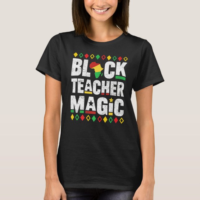 Camiseta Maestra negra educadora mágica profesora de histor (Anverso)