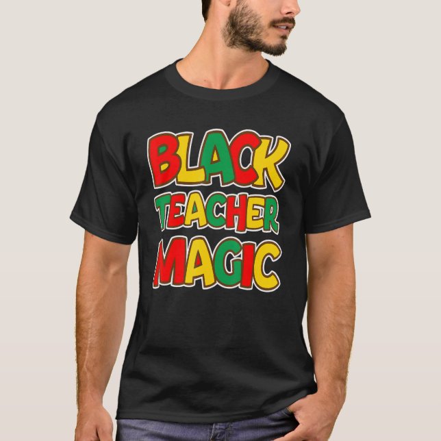 Camiseta Maestra negra educadores mágicos Mes de historia n (Anverso)