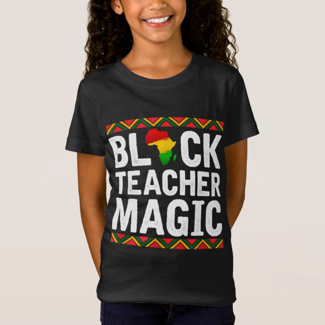 Camiseta Maestra negra mágica historia negra afroamericana (Anverso)