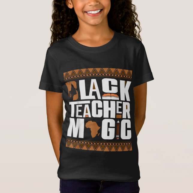 Camiseta Maestra negra mágica Melanin profesora historia ne (Anverso)