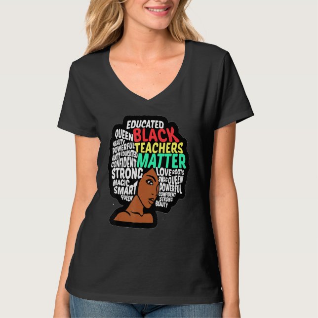 Camiseta Maestra negra, profesora inteligente, afro, ama a  (Anverso)