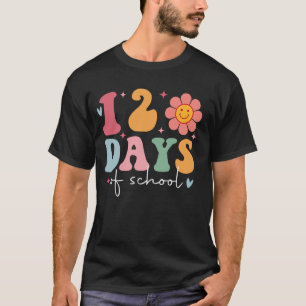 Camiseta Maestra Niños Felices 120 Días De Escuela Flor De 