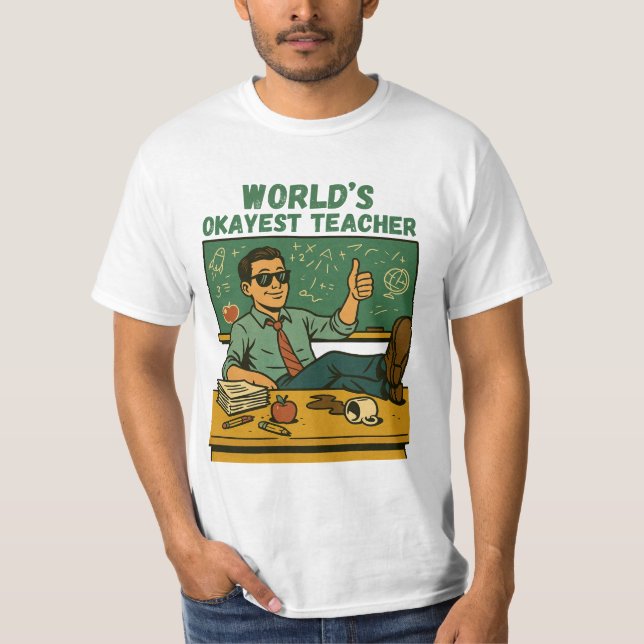 Camiseta Maestra Okayest del mundo - Graciosa Aula Retro (Anverso)