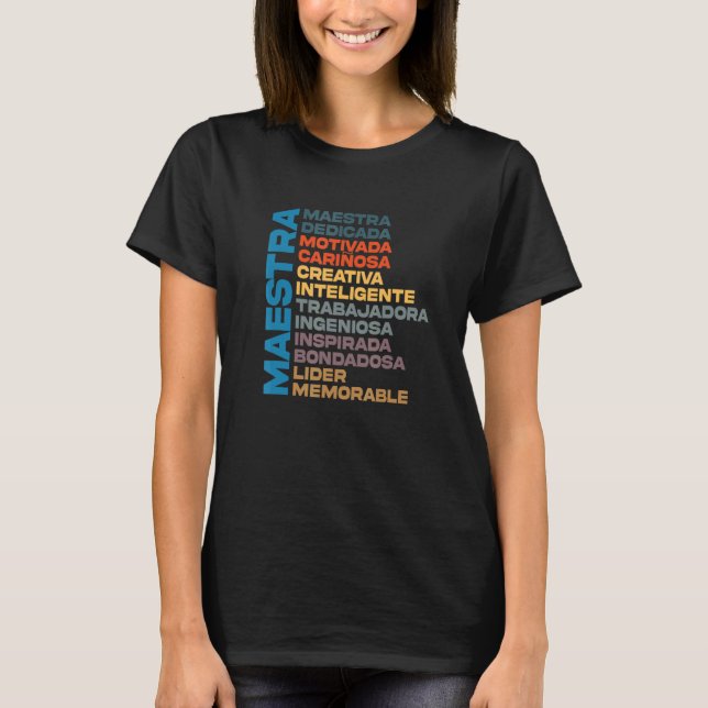 Camiseta Maestra Orgullosa Docente Español Hispano Bilingüe (Anverso)