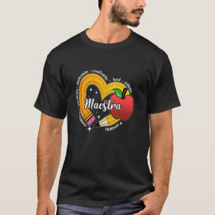 Camiseta Maestra Palabra Con Lápiz Corazón Español ESL Bili