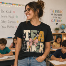 Maestra Patrón Mixto Letras Negritas Lápiz Moño Ro