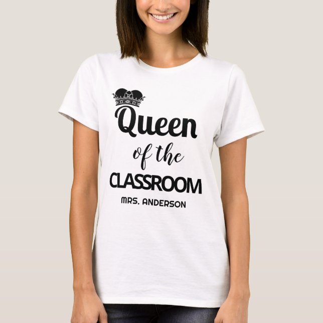 Camiseta Maestra Personalizada Reina Del Aula (Anverso)