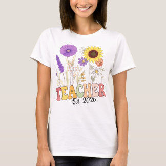 Camiseta Maestra retro con flores - Aprecia educadora educa