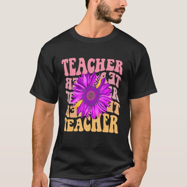 Camiseta Maestra Retro Daisy Colorful Elemental School Te (Anverso)