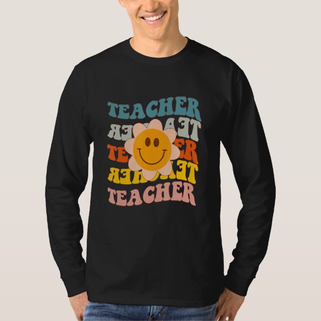Camiseta Maestra Retro Daisy Colorful Elemental School Te (Anverso)