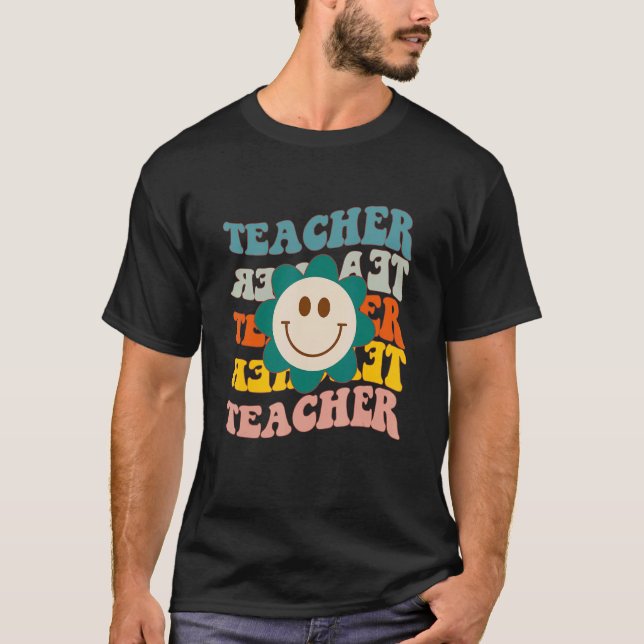 Camiseta Maestra Retro Daisy Colorful Elemental School Te (Anverso)