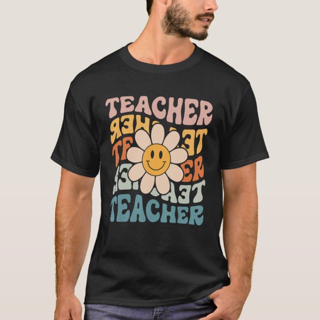 Camiseta Maestra Retro Daisy Colorful Elemental School Te (Anverso)