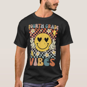 Camiseta Maestra Retro de 4º Grado Vibes 1º Día De Sch
