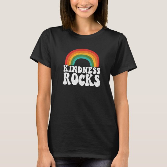 Camiseta Maestra retro hippie anti bullying Rainbow Kindnes (Anverso)
