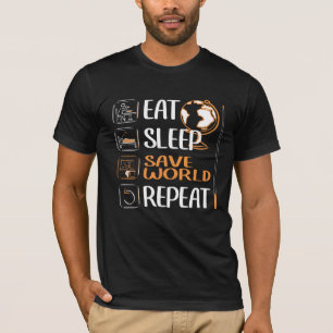 Camiseta Maestra salva al mundo. Escuela, lección, enseñanz