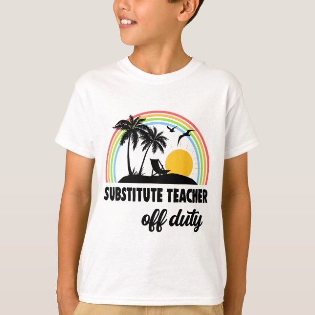 Camiseta Maestra Sin Servicio Arcoiris Fin Del Año Escolar (Anverso)