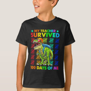 Camiseta Maestra Sobrevivió A 100 Días De Mi Dinosaurio T-r