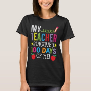 Camiseta Maestra Sobrevivió A 100 Días De Mi Estudiante.