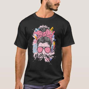 Camiseta Maestra sustituta Moño desordenado Profesora suple