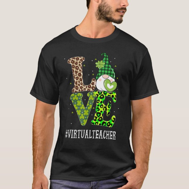 Camiseta Maestra virtual ama a St Patricks Day Gnome Leopar (Anverso)