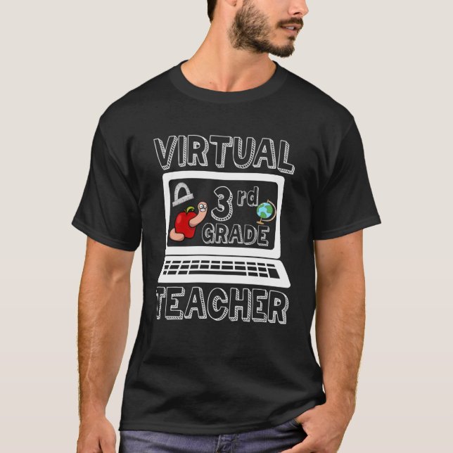 Camiseta Maestra virtual de tercer grado aprendiendo en lín (Anverso)
