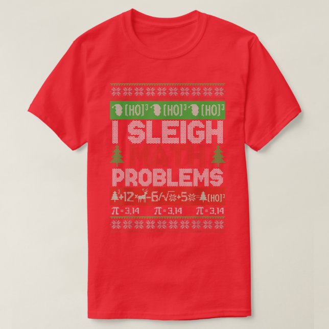 Camiseta Maestra y matemática: Sleigh Math Problema con los (Diseño del anverso)