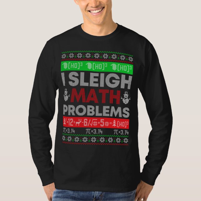 Camiseta Maestra y matemática: Sleigh Math Problema con los (Anverso)