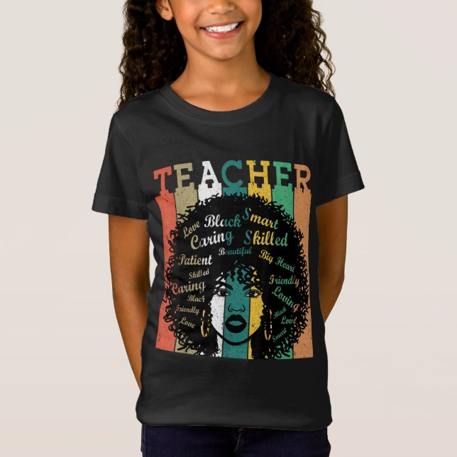 Camiseta Maestras afro retro de historia negra en el mes de (Anverso)
