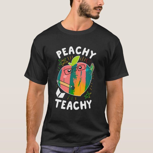 Camiseta Maestría De Enseñanza De Peachy Teach School Appar (Anverso)