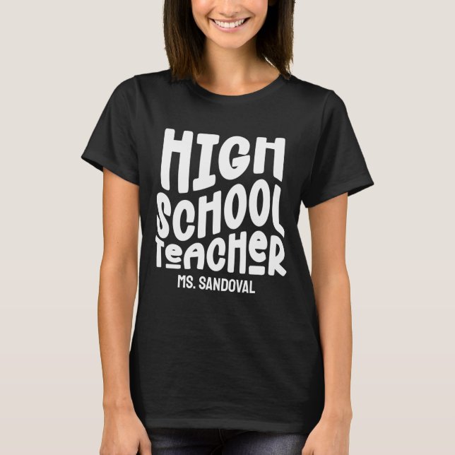 Camiseta Maestría en la escuela secundaria de texto blanco (Anverso)