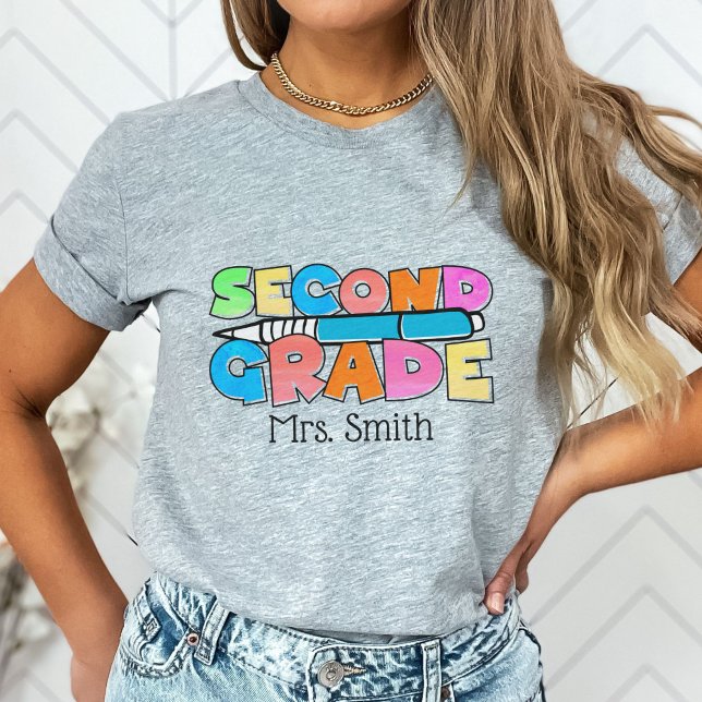 Camiseta Maestría Personalizada de Segundo Grado (Second Grade Personalized Teacher T-Shirt
)